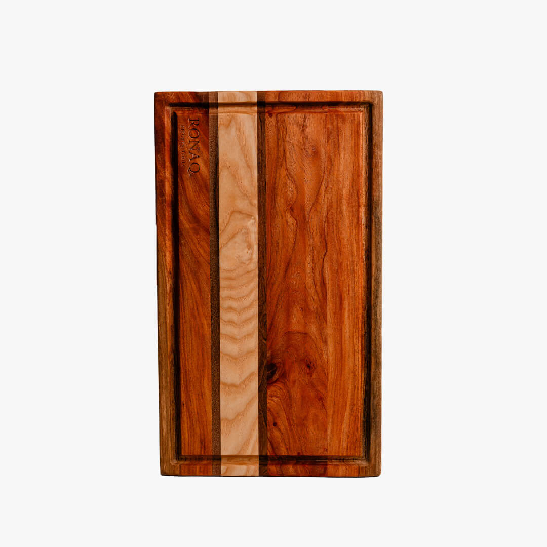 Oak Walnut Neem Stripes Edge-Grain Cutting Board – 17” x 10”