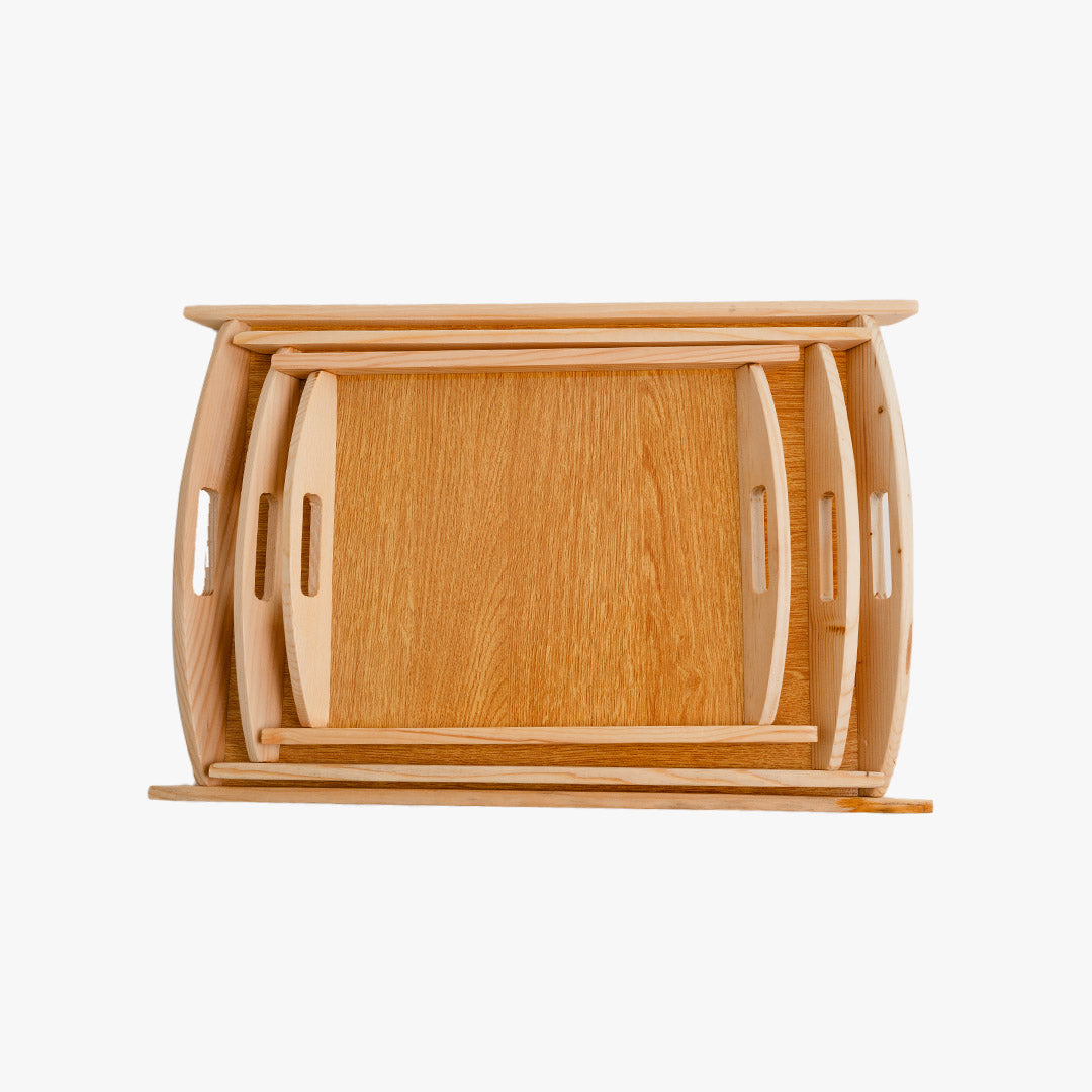 TRAY WOOD CLASSIC Premium Quality Wooden Serving Tray (Set of 3 Pcs)