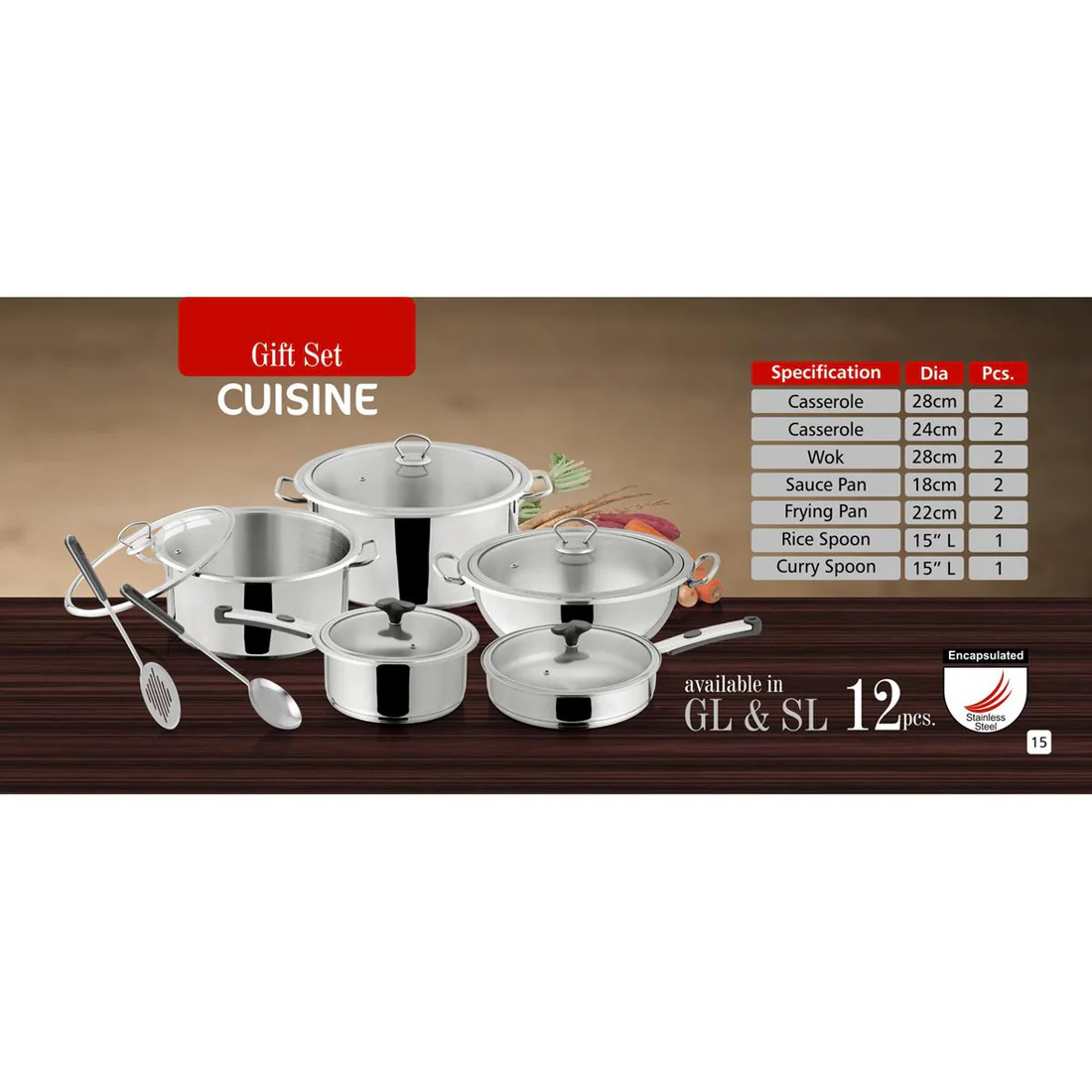 Alpha Stainless Steel 12-Piece Double Bottom Cookware Gift Set