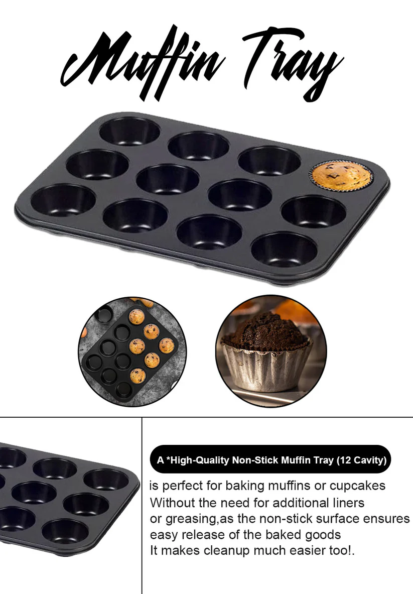 Muffin Pan & Backing Cup Cake Tray Non Stick 12 cups