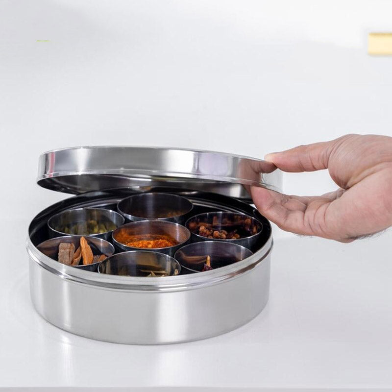 Premium Stainless steel spice box with Steel lid