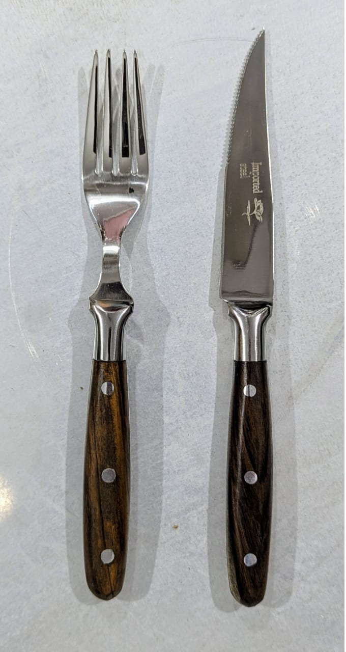 Premium Steak Knife With Serrated Blade & Fork Set