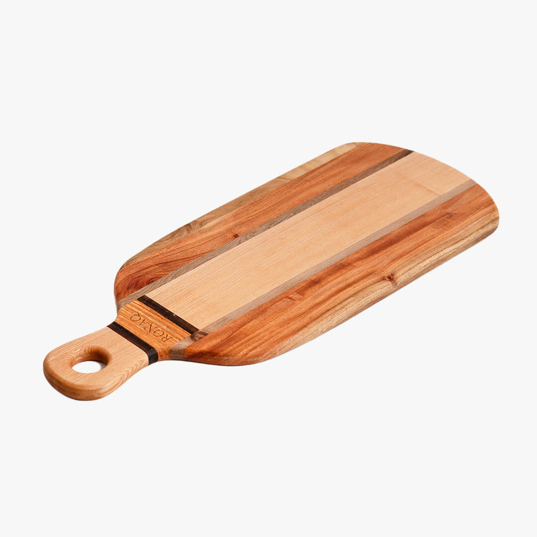 Oak Walnut Neem Kettlebell Edge-Grain Cutting Board – 20” x 9”