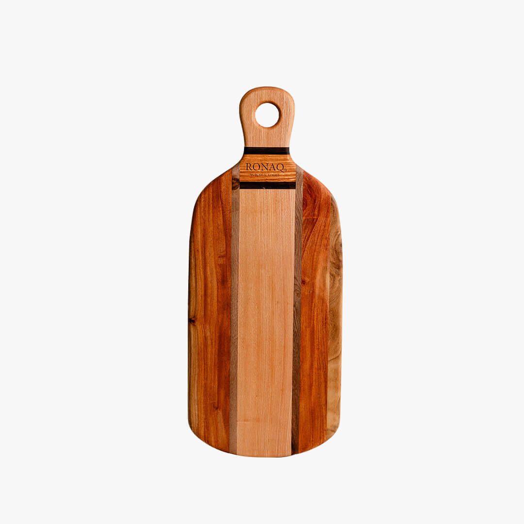 Oak Walnut Neem Kettlebell Edge-Grain Cutting Board – 20” x 9”