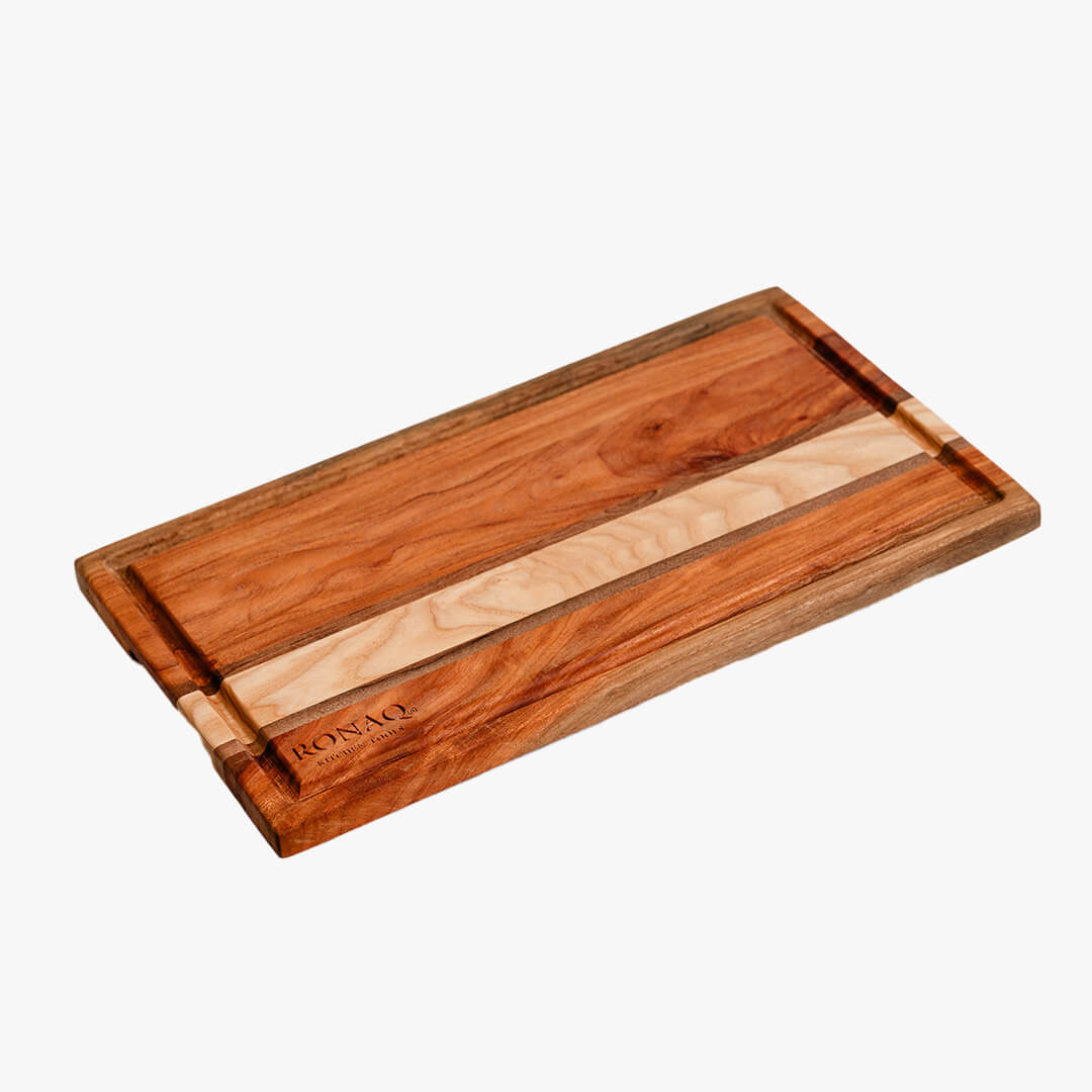 Oak Walnut Neem Stripes Edge-Grain Cutting Board – 17” x 10”