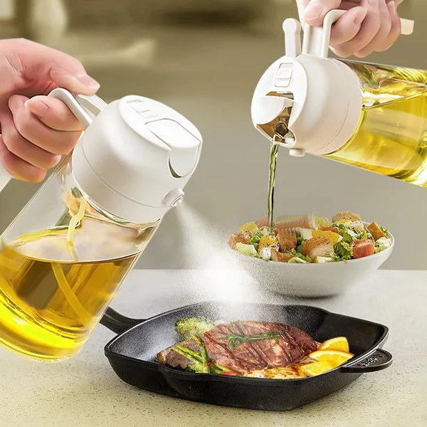 2 In 1 Oil Spray Glass Jug - 450ML