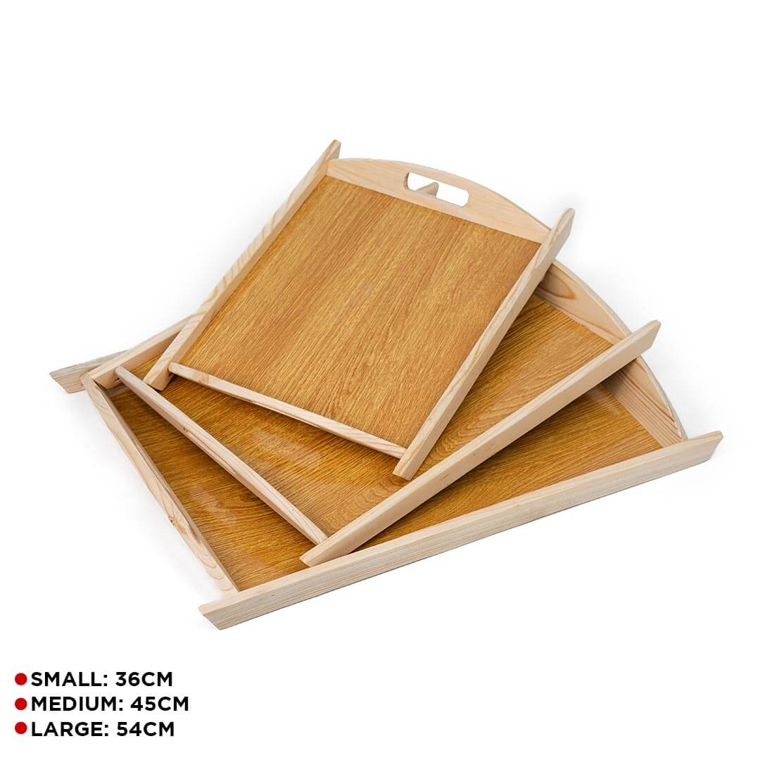 TRAY WOOD CLASSIC Premium Quality Wooden Serving Tray (Set of 3 Pcs)