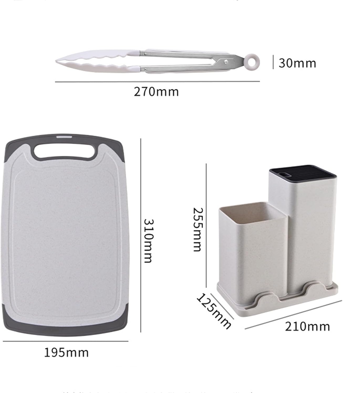 19-Pcs Kitchen Cooking Utensils & Knife Set with Block Holder & Cutting Board