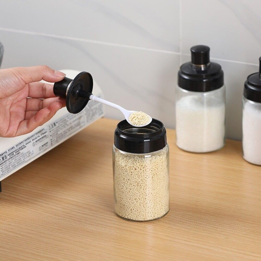 4 in 1 Wooden Base Glass Spice Jar Set