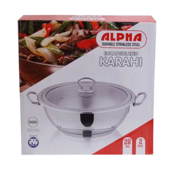 Alpha Double Bottom Stainless Steel Karahi Cooking Wok