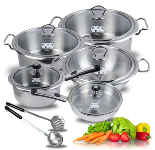 Alpha Stainless Steel 12-Piece Double Bottom Cookware Gift Set