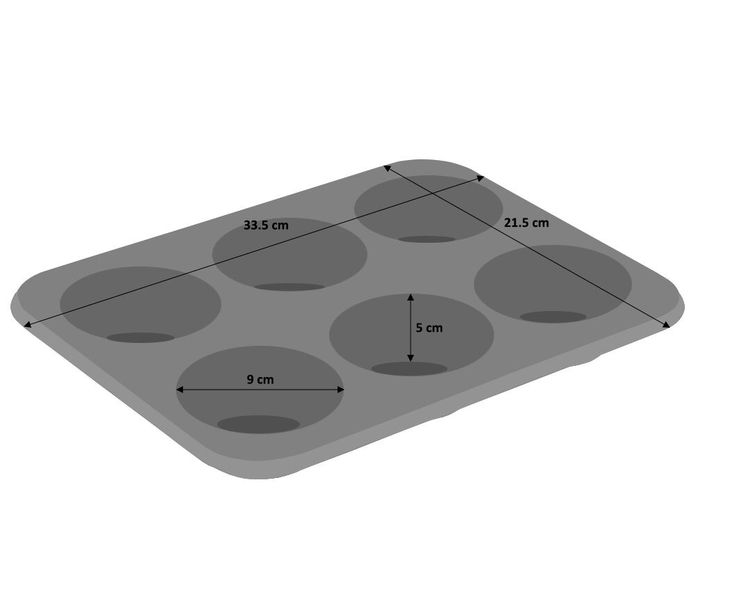 Muffin Pan & Backing Cup Cake Tray Non Stick 6 cups