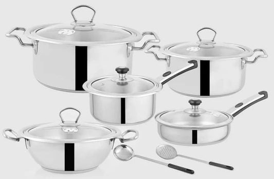 Alpha Stainless Steel 12-Piece Double Bottom Cookware Gift Set