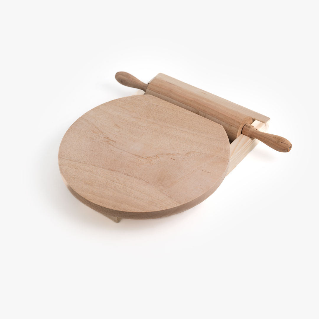 Pure Wood Belan Chakla | Durable Mango Wood | Rolling Pin