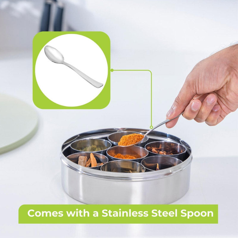 Premium Stainless steel spice box with Steel lid