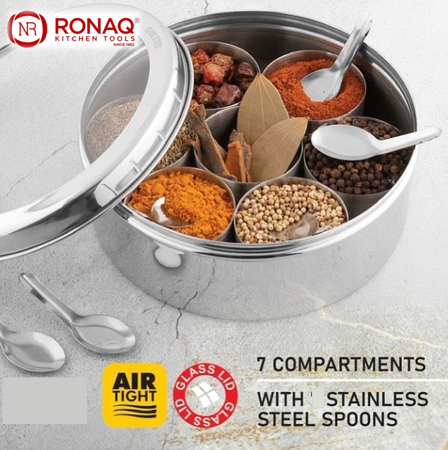 Stainless steel spice box with see thru lid acrylic