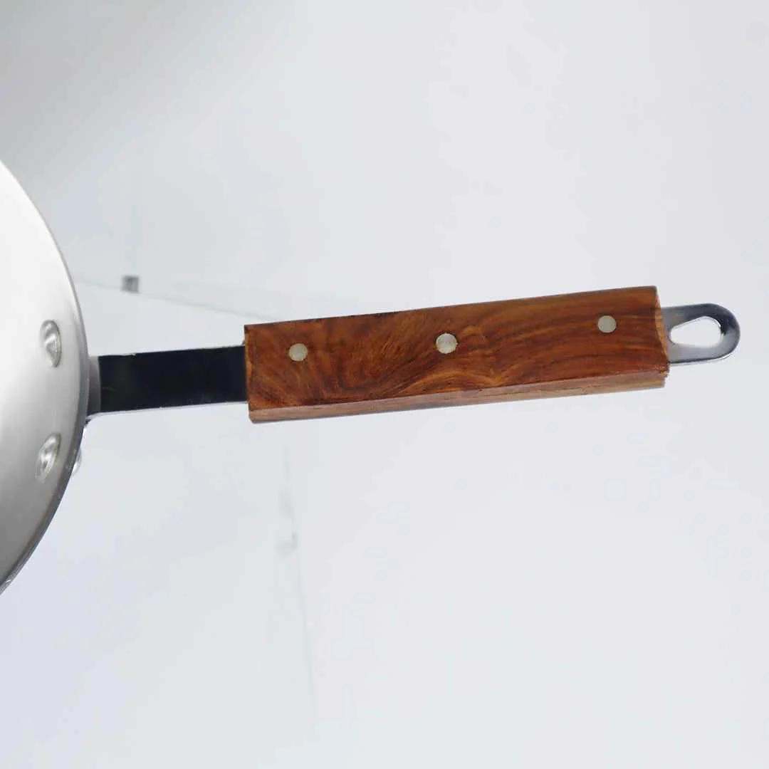 Aluminum Milk Pan With Wooden Grip Handle - Metal Finish - Image 4