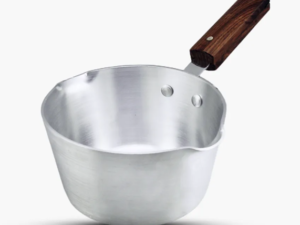 Aluminum Milk Pan With Wooden Grip Handle – Metal Finish