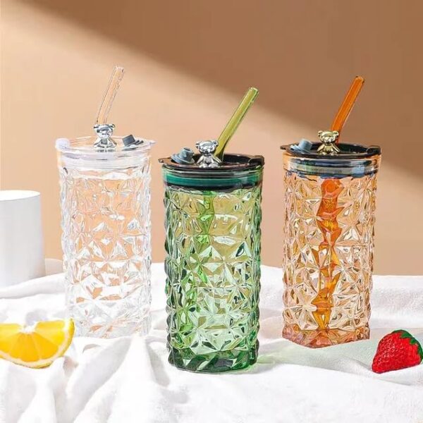 Bear Glass with Fancy Cover and Straw - Image 2