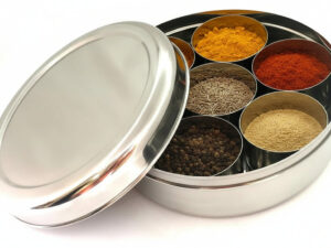 Premium Stainless steel spice box with Steel lid